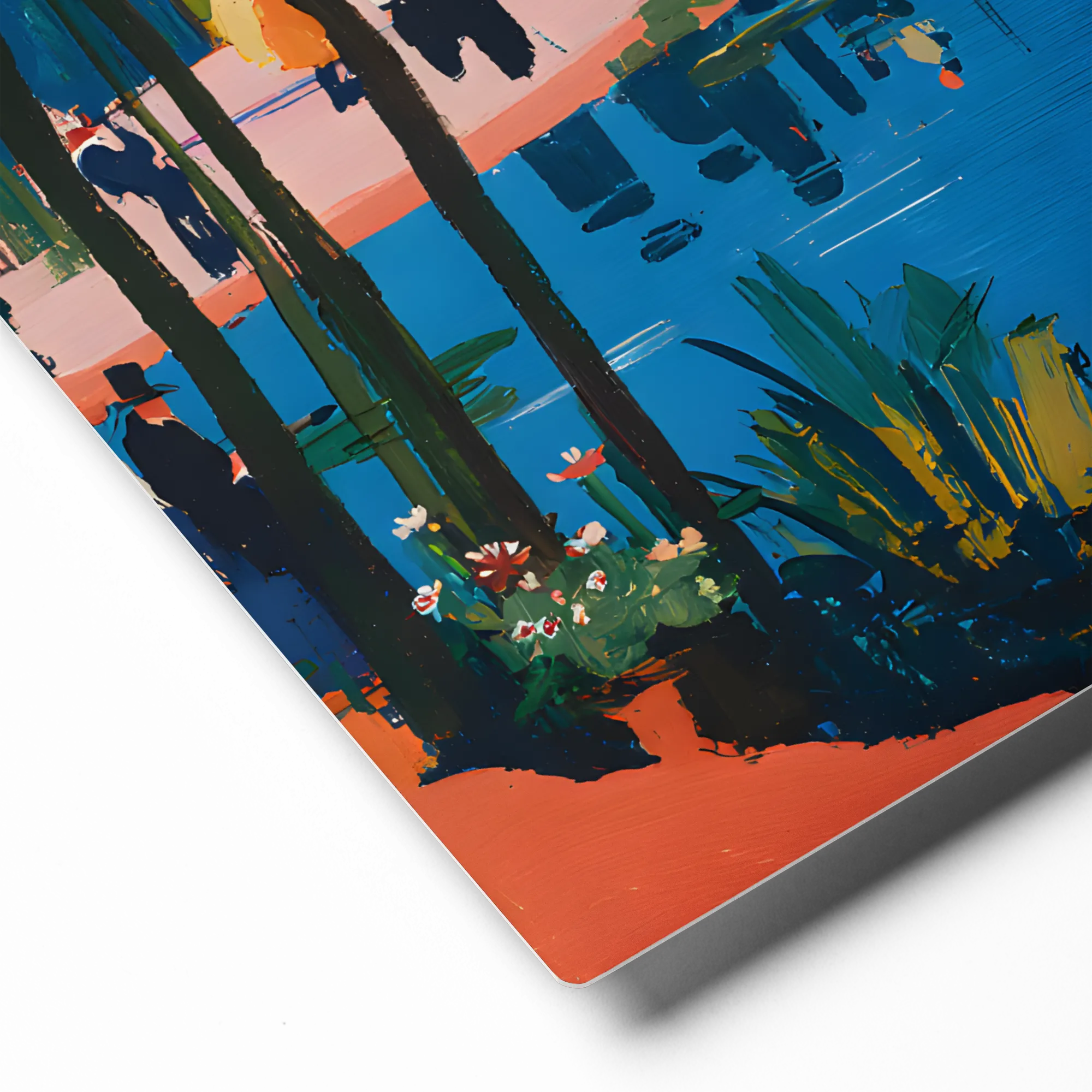 Lakeside Stroll 
 Metal Print | 12″x 12″