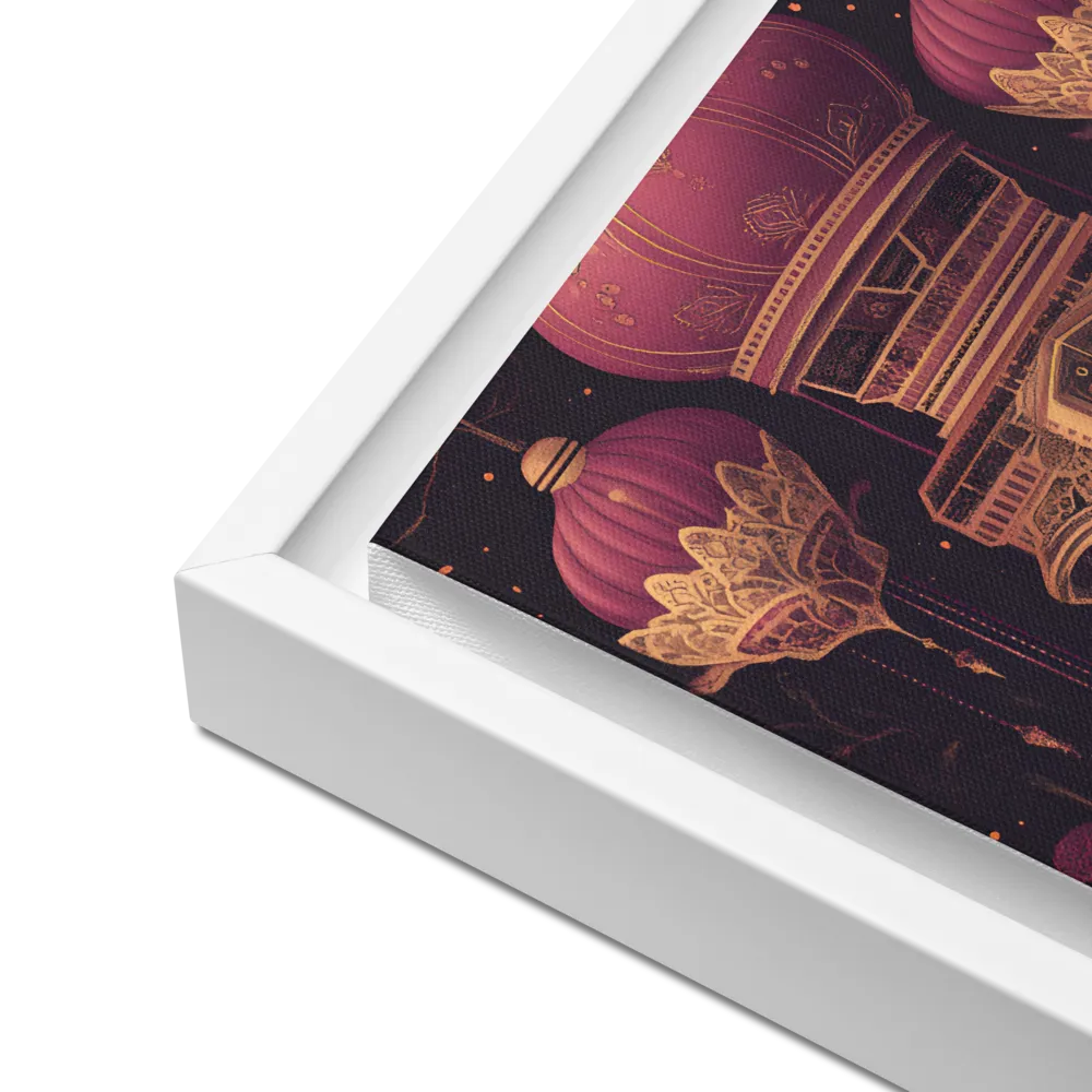 Ornate Harmony: A Digital Floral Architecture | Canvas with White Frame | 12″×12″