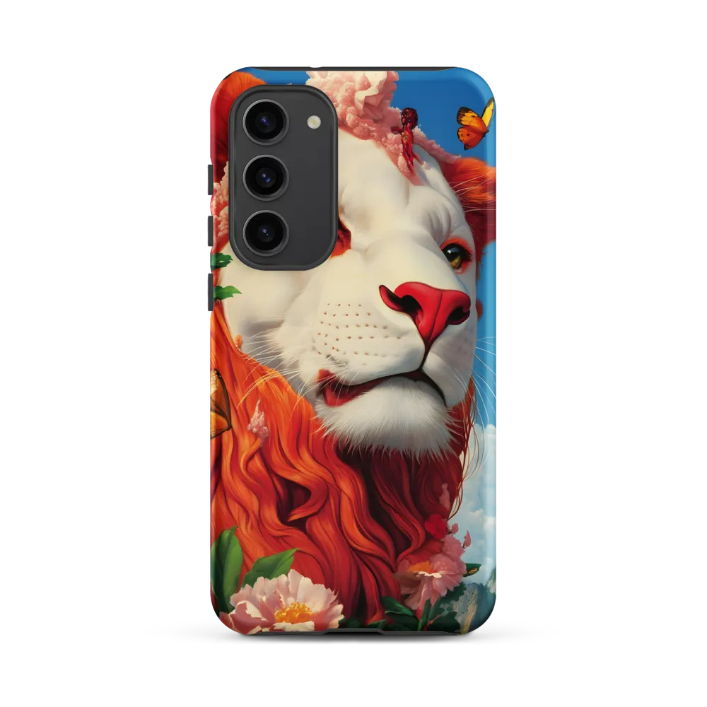 Majestic Lion Amidst Floral Splendor