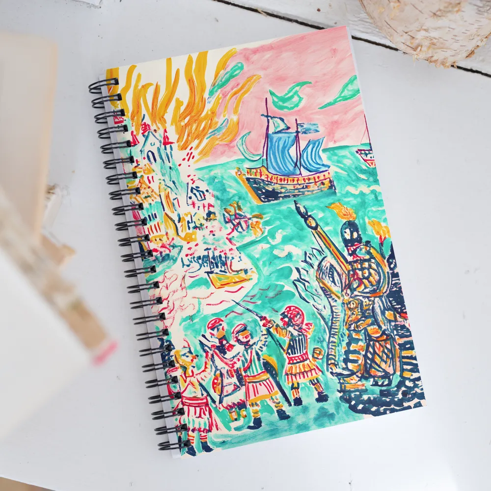 Battle on the Fiery Sea | Spiral Notebook