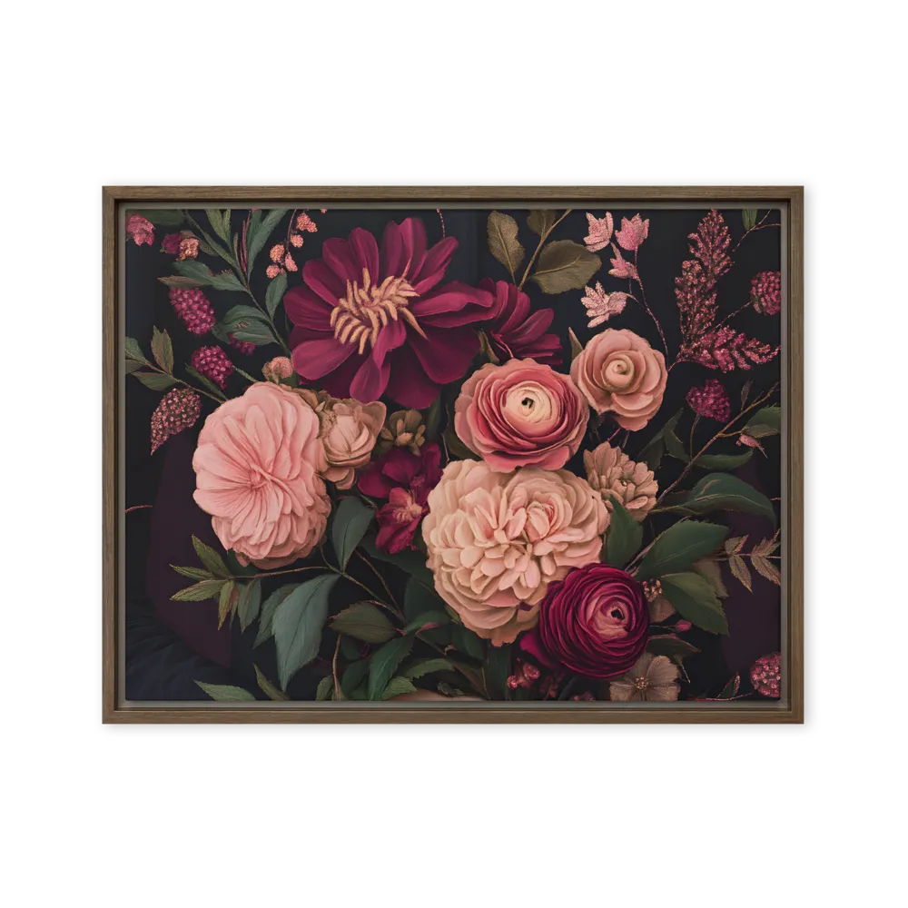 Botanical Elegance | Canvas with Brown Frame | 18″×24″