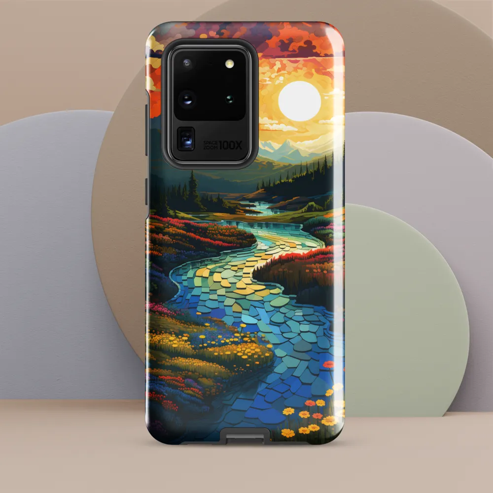 Serenity in Sunset: A Winding River's Embrace | Phone Case |  S20 Ultra | Tough Case | Glossy