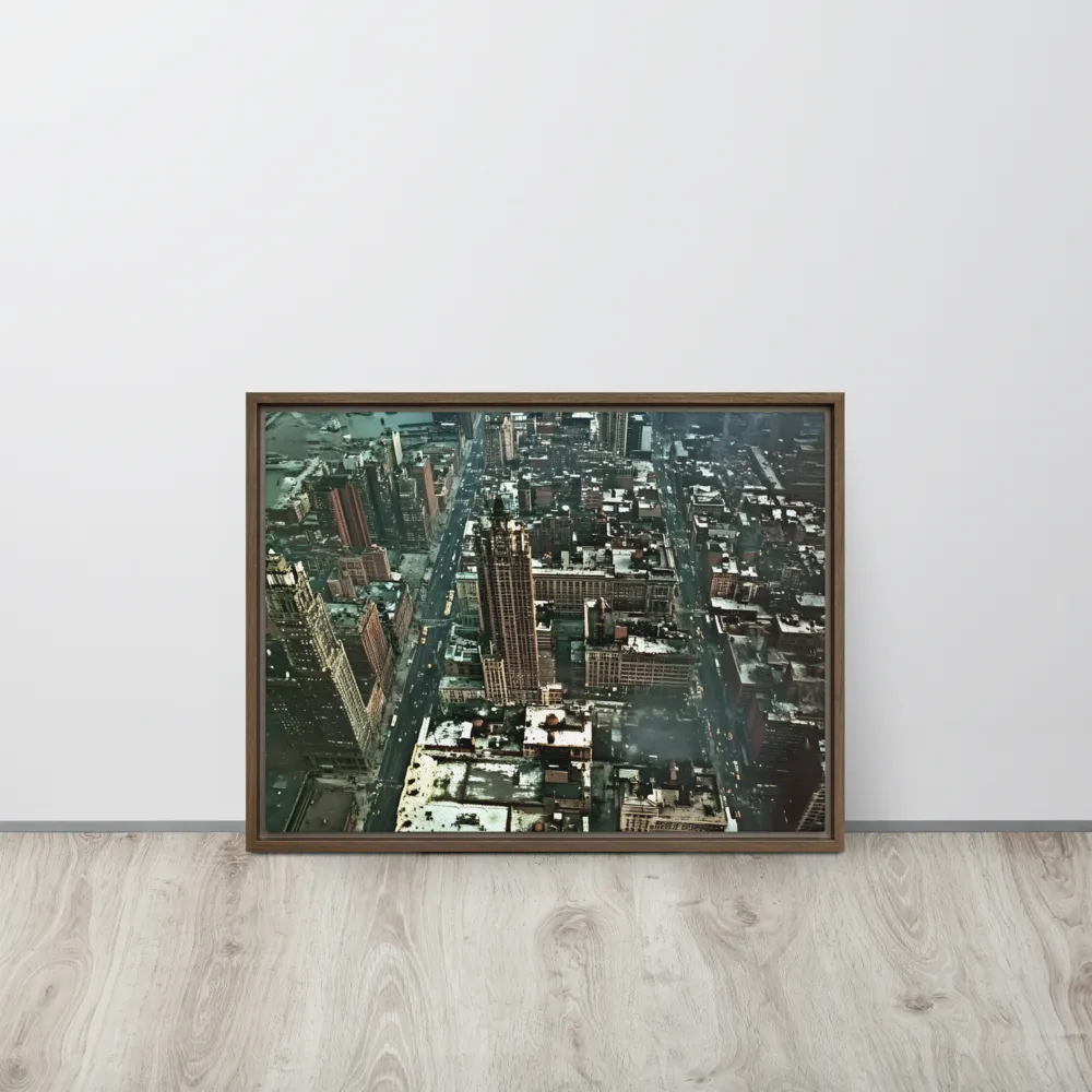 Aerial Symphony of Urban Life | Canvas with Brown Frame | 18″×24″