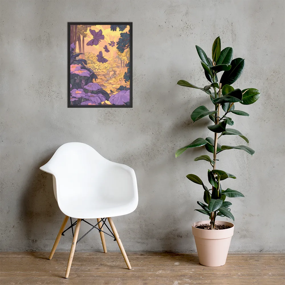 A Serene Dance of Butterflies | Poster with Black Frame | 18″×24″