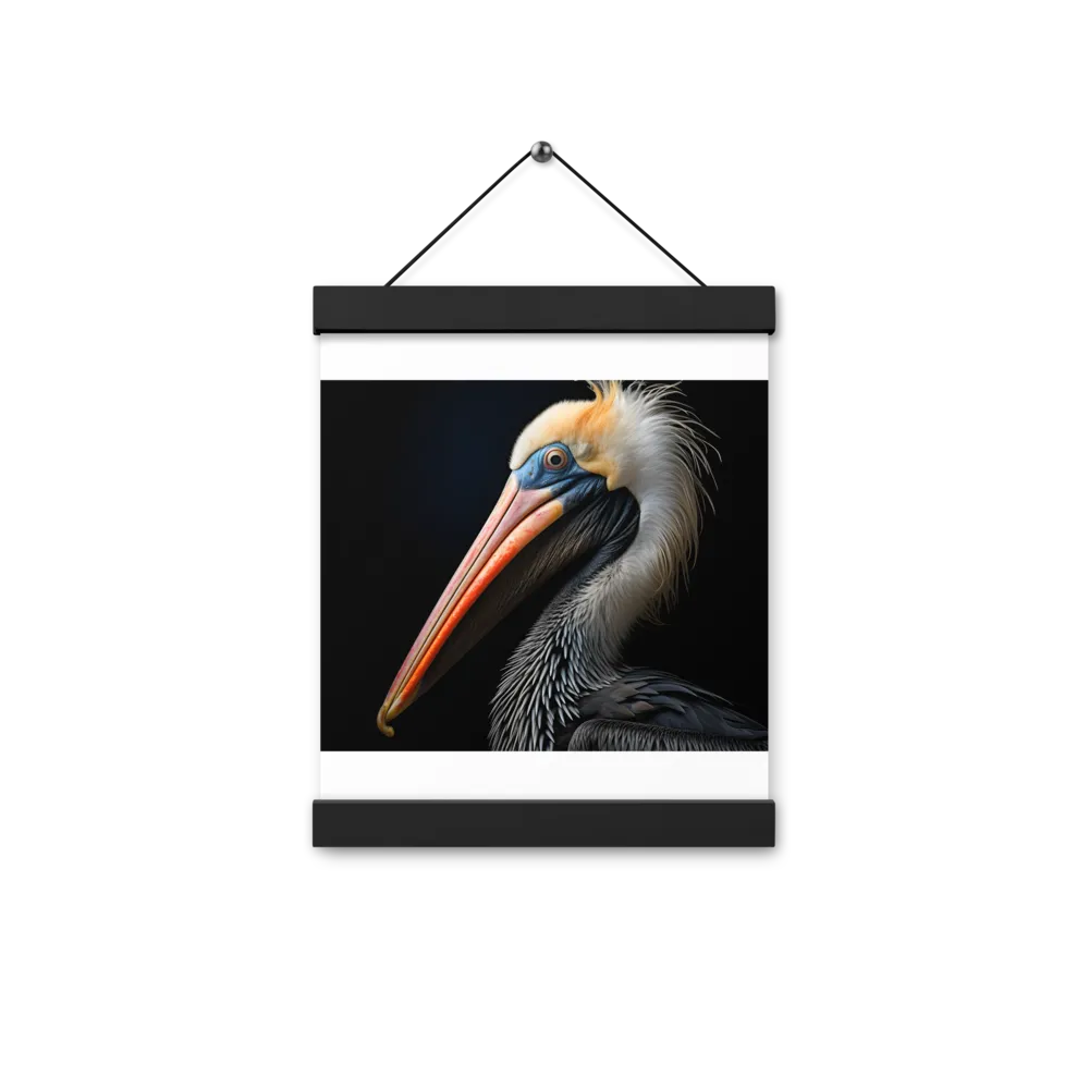 Majestic Portrait of a Pelican | Poster With Black Wood Hanger | 8″×10″