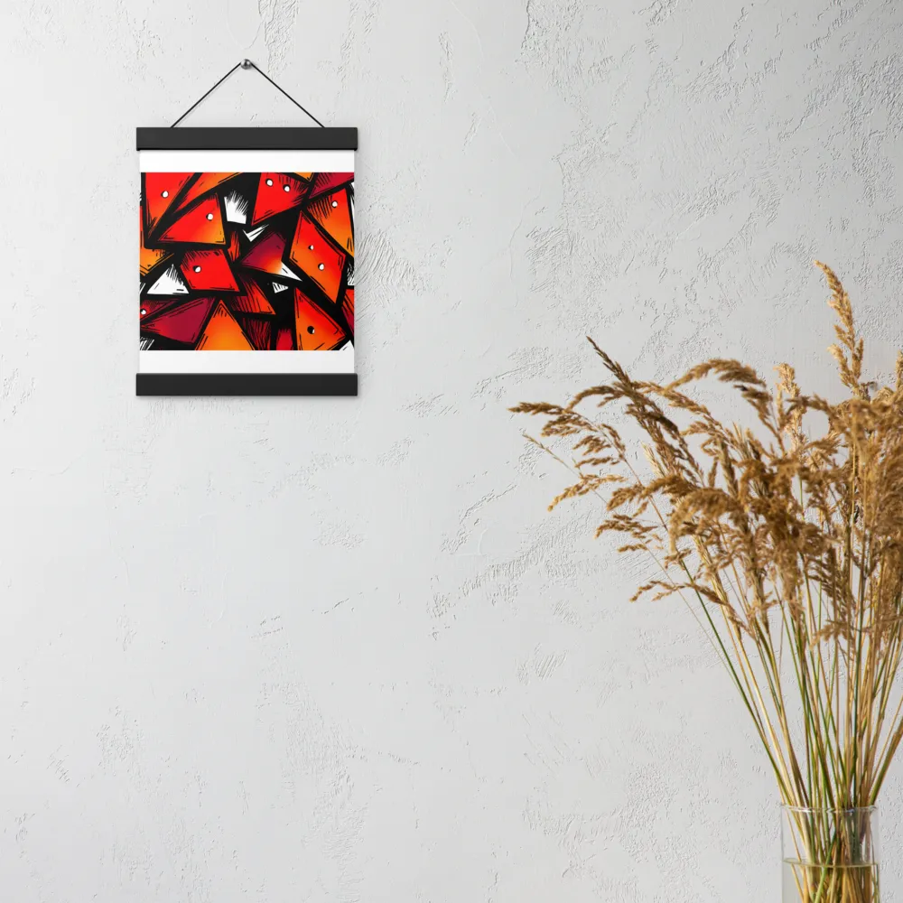 Dynamic Geometry of Red and Orange | Poster With Black Wood Hanger | 8″×10″