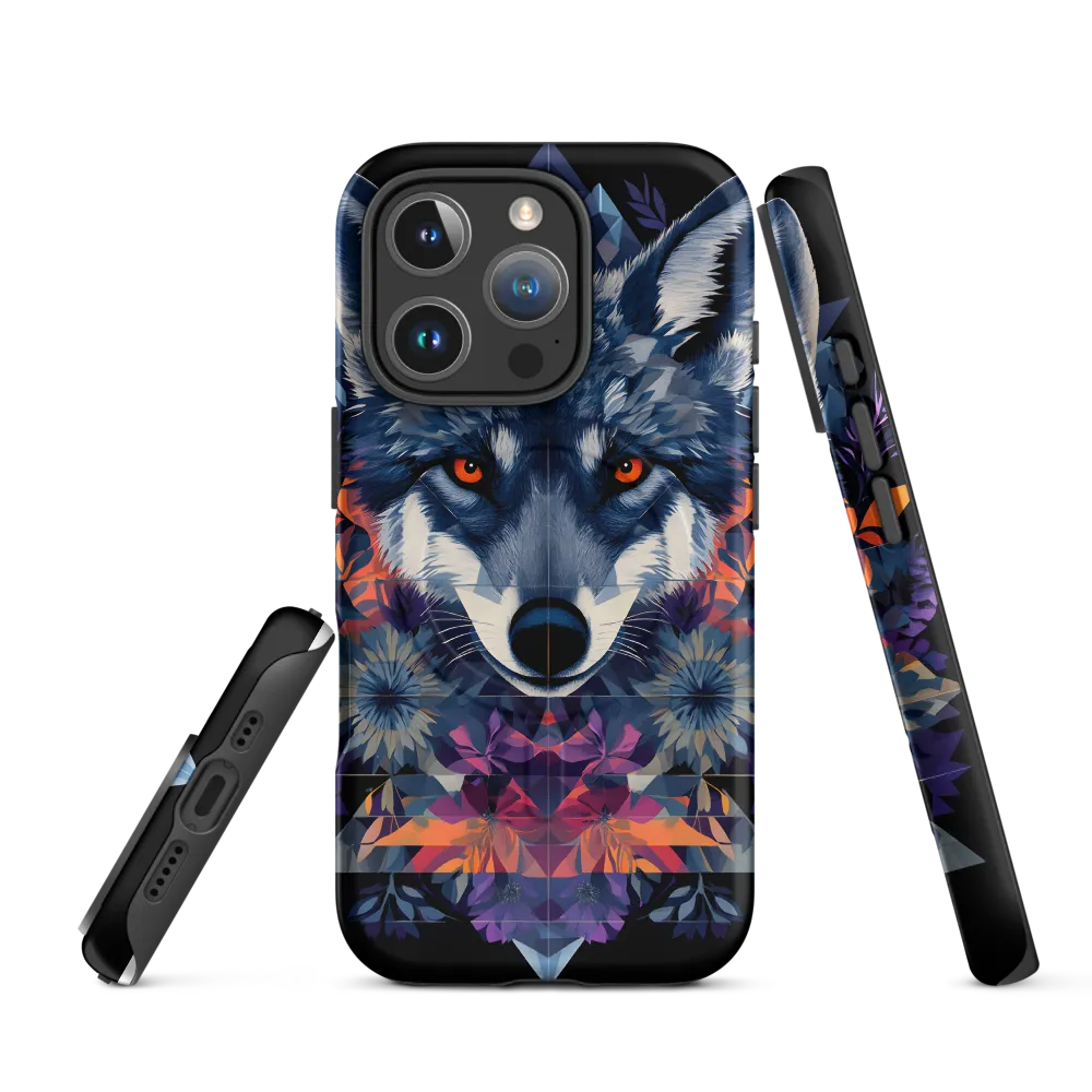 Mystical Wolf Amidst Floral Geometry