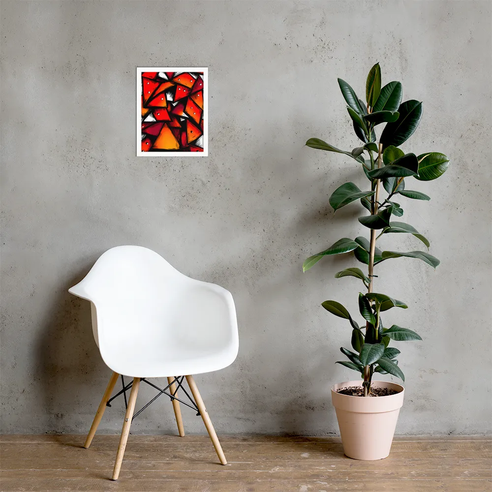 Dynamic Geometry of Red and Orange | Poster with White Frame | 11″×14″