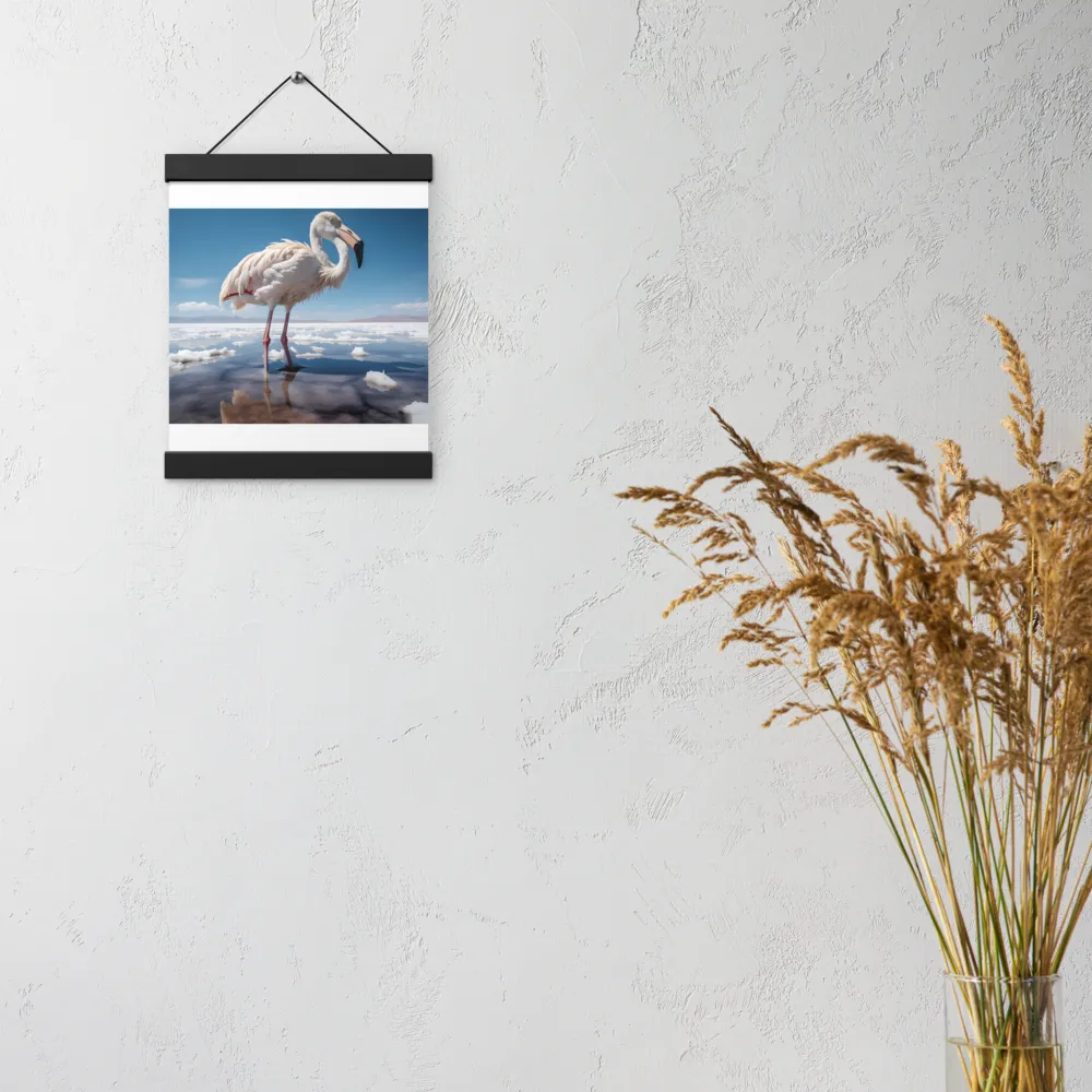 Graceful Solitude of a Flamingo | Poster With Black Wood Hanger | 8″×10″