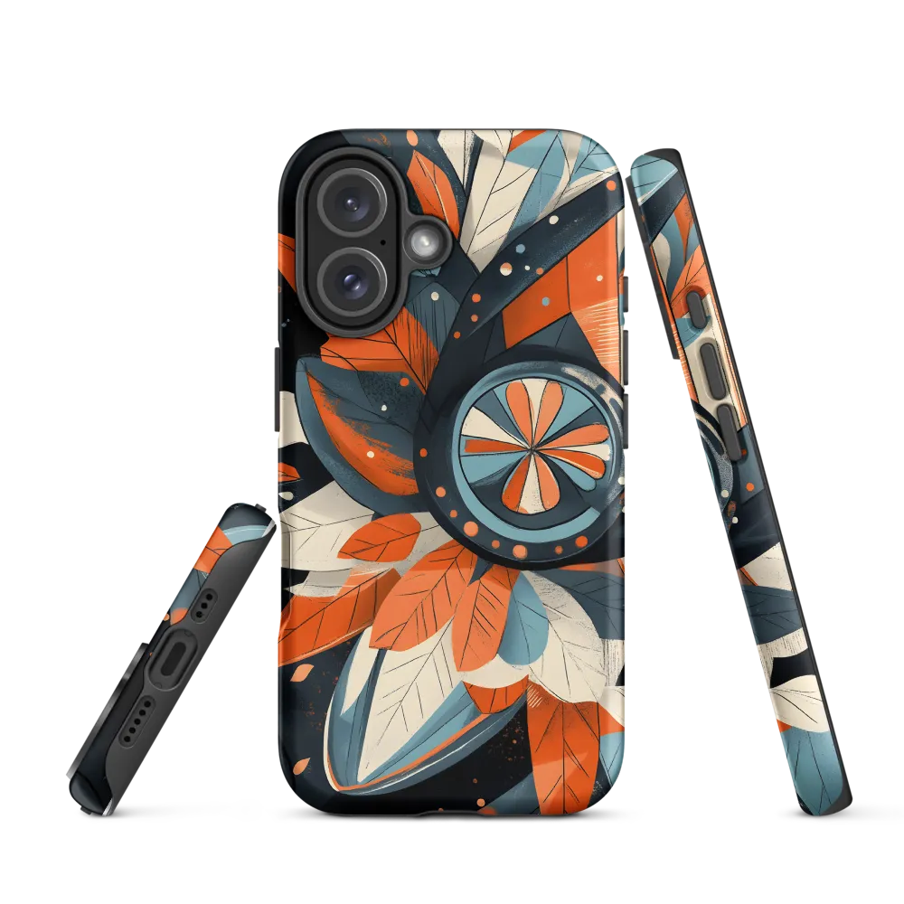 Floral Symphony in Orange and Teal | Phone Case |  16 | Tough Case | Matte