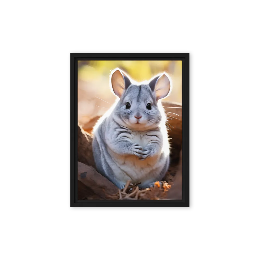 Gentle Whispers of Nature: The Chinchilla | Canvas with Black Frame | 9″×12″