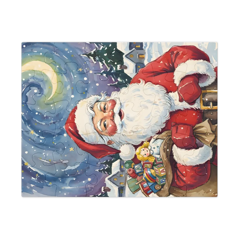 Santa's Starry Night 
 Jigsaw Puzzle in Tin Box