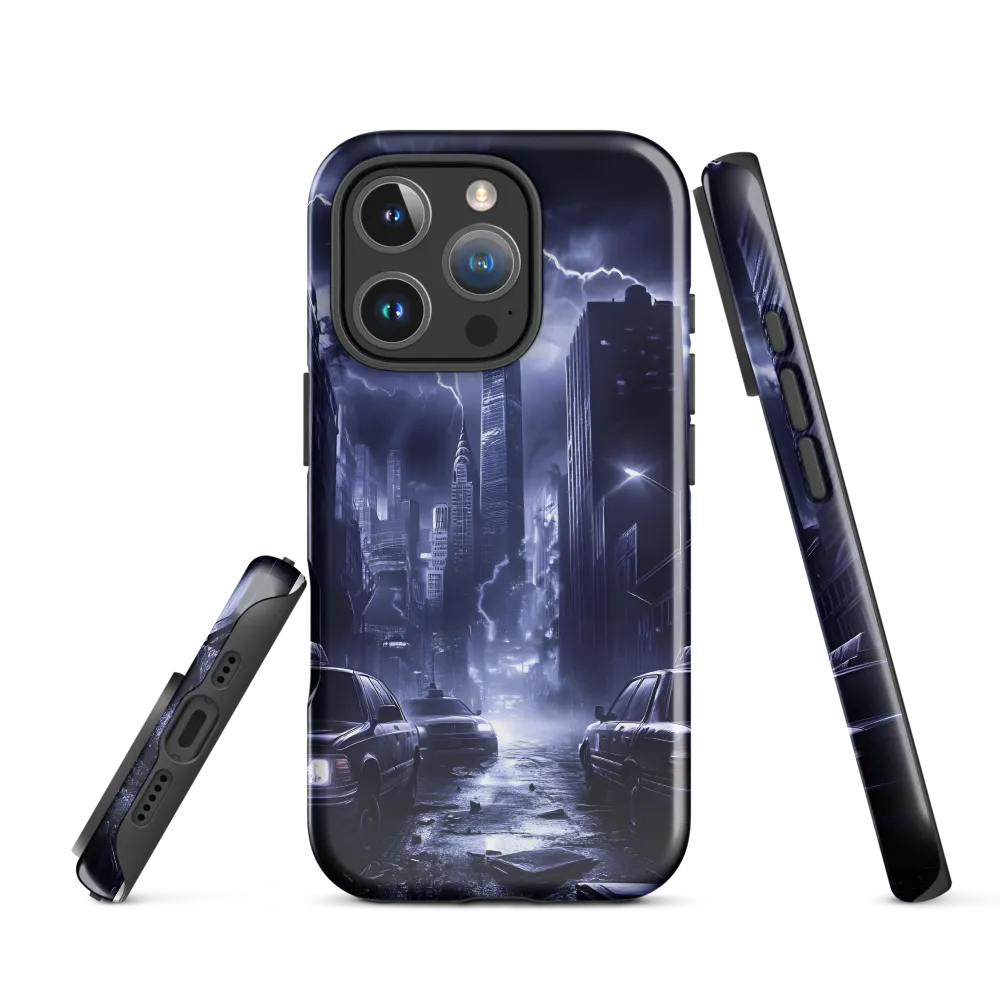 Stormy Cityscape: Shadows of the Night | Phone Case |  16 Pro | Tough Case | Glossy