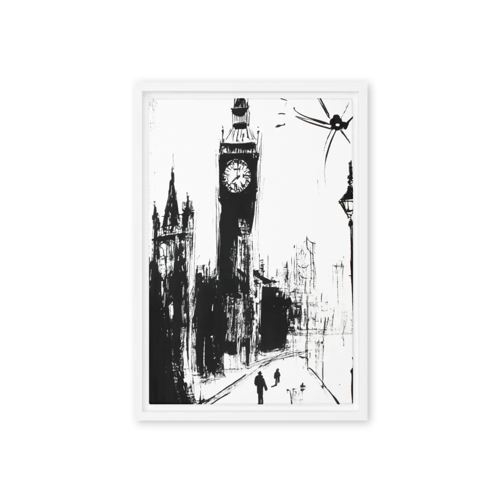 Clock Tower in Motion | Canvas with White Frame | 12″×18″
