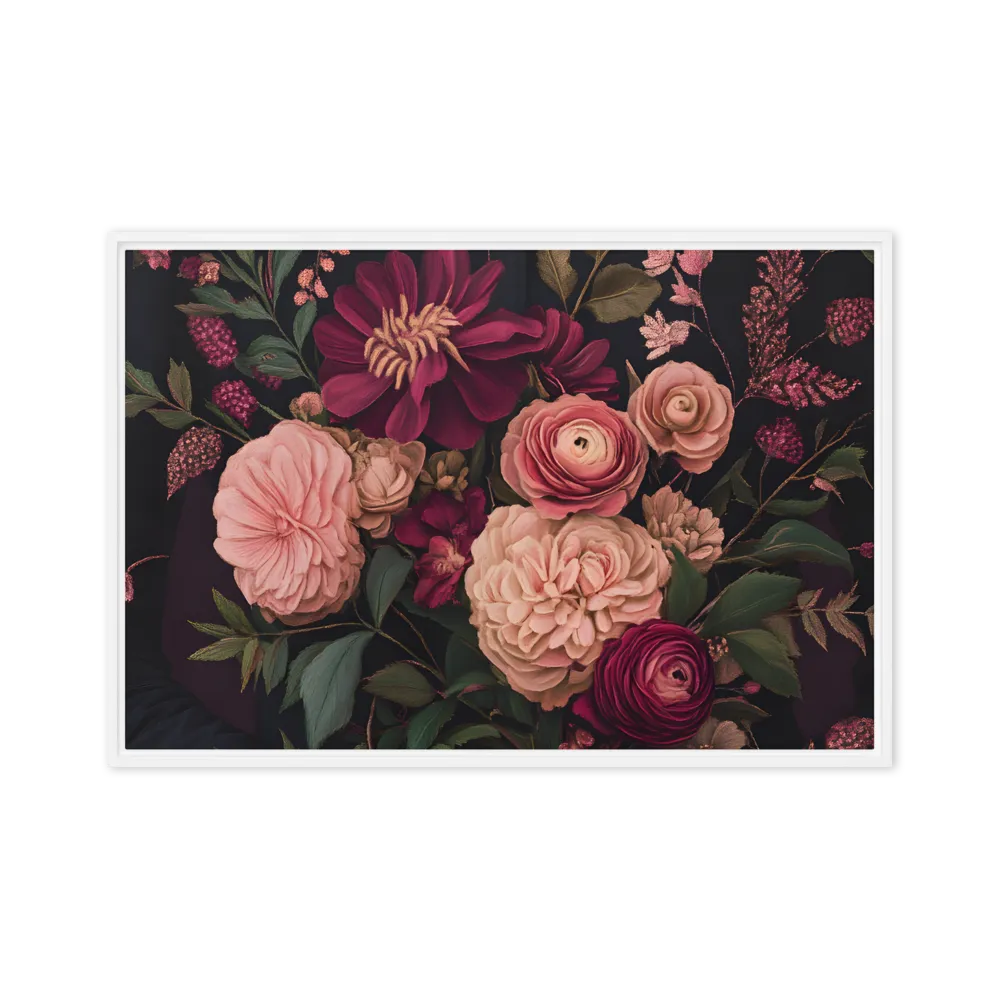 Botanical Elegance | Canvas with White Frame | 24″×36″