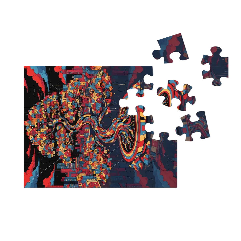 Tree of Houses 
 Jigsaw Puzzle in Tin Box