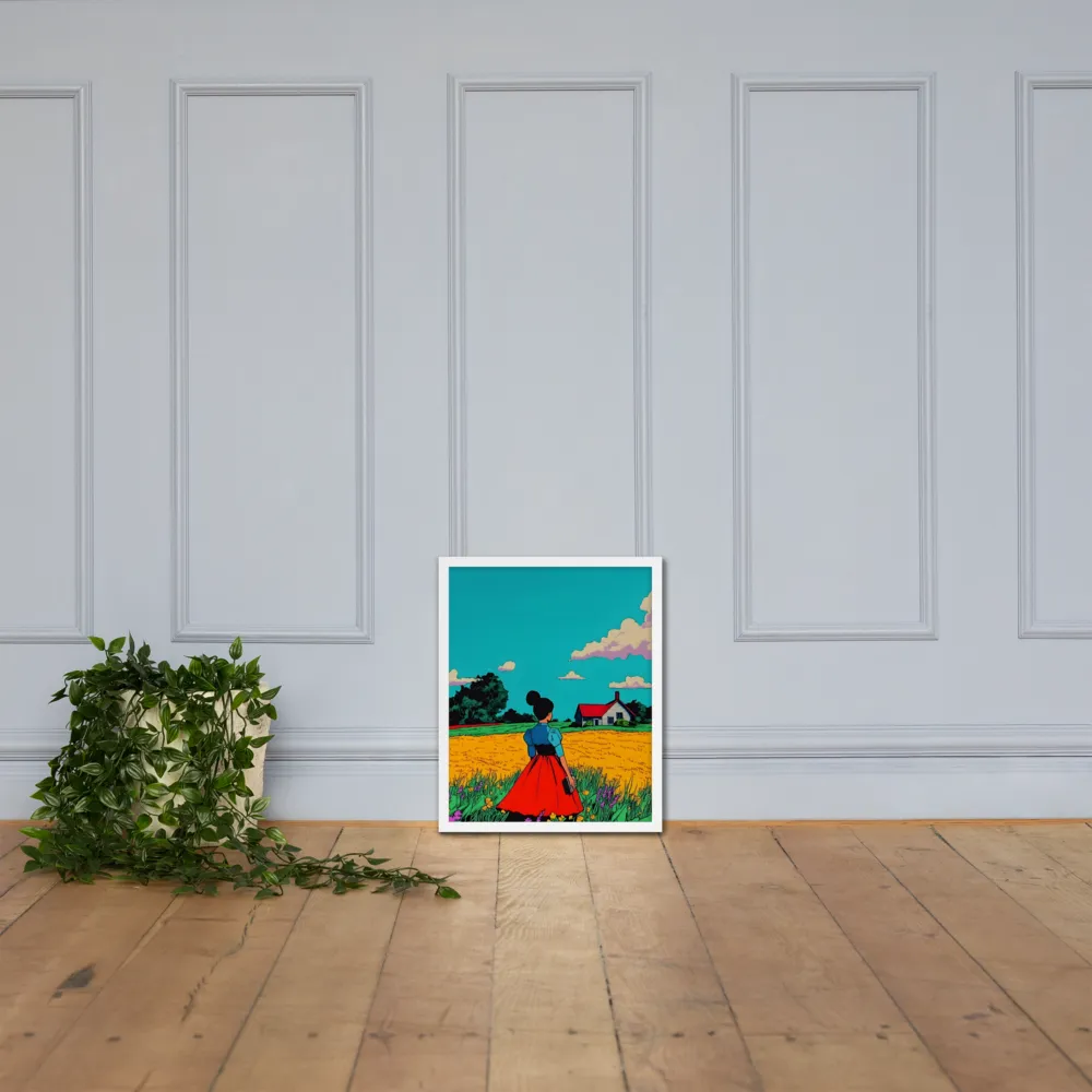 Whispers of a Sunlit Meadow | Poster with White Frame | 16″×20″