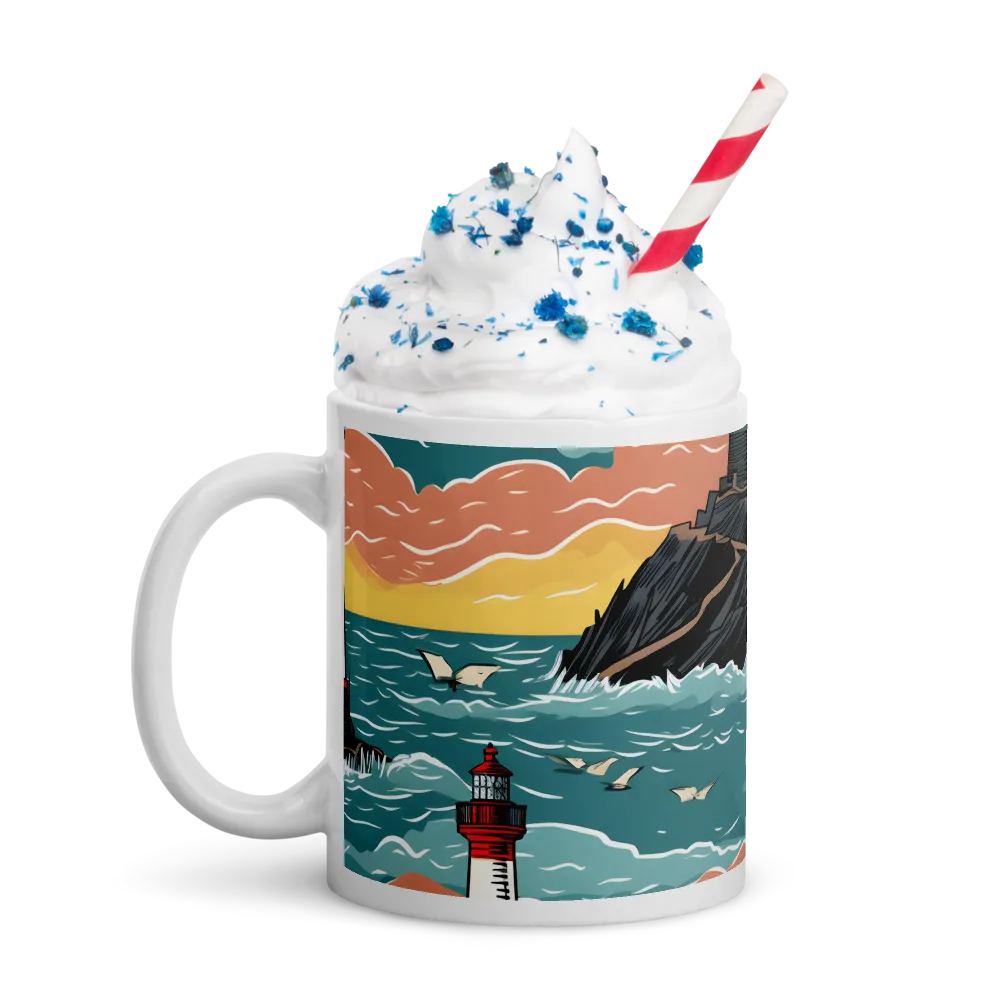 Lighthouses in a Whimsical Ocean | Mugs | Multiple Sizes & Colors