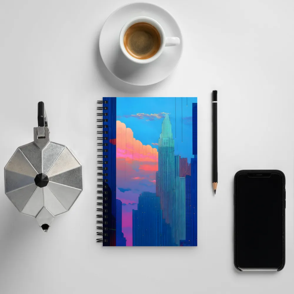 Twilight Reflections: A Digital Cityscape | Spiral Notebook