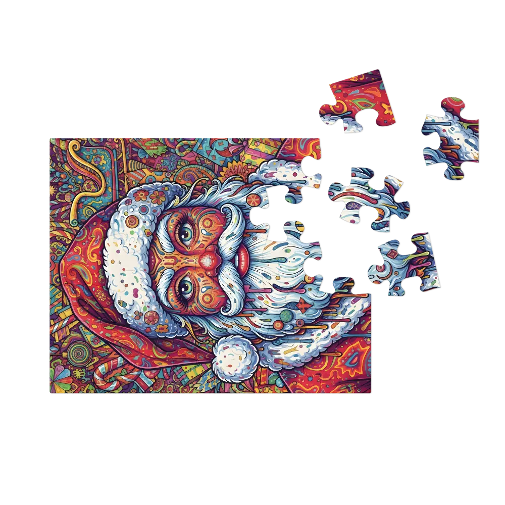 Psychedelic Santa 
 Jigsaw Puzzle in Tin Box