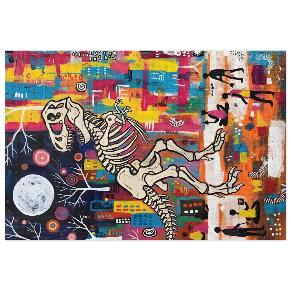 Naive Dino City Night 
 Jigsaw Puzzle in Tin Box