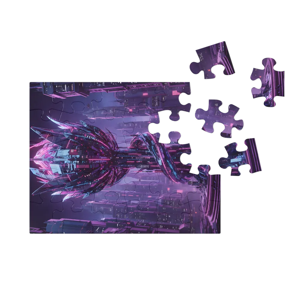 Neon Lotus Monument 
 Jigsaw Puzzle in Tin Box