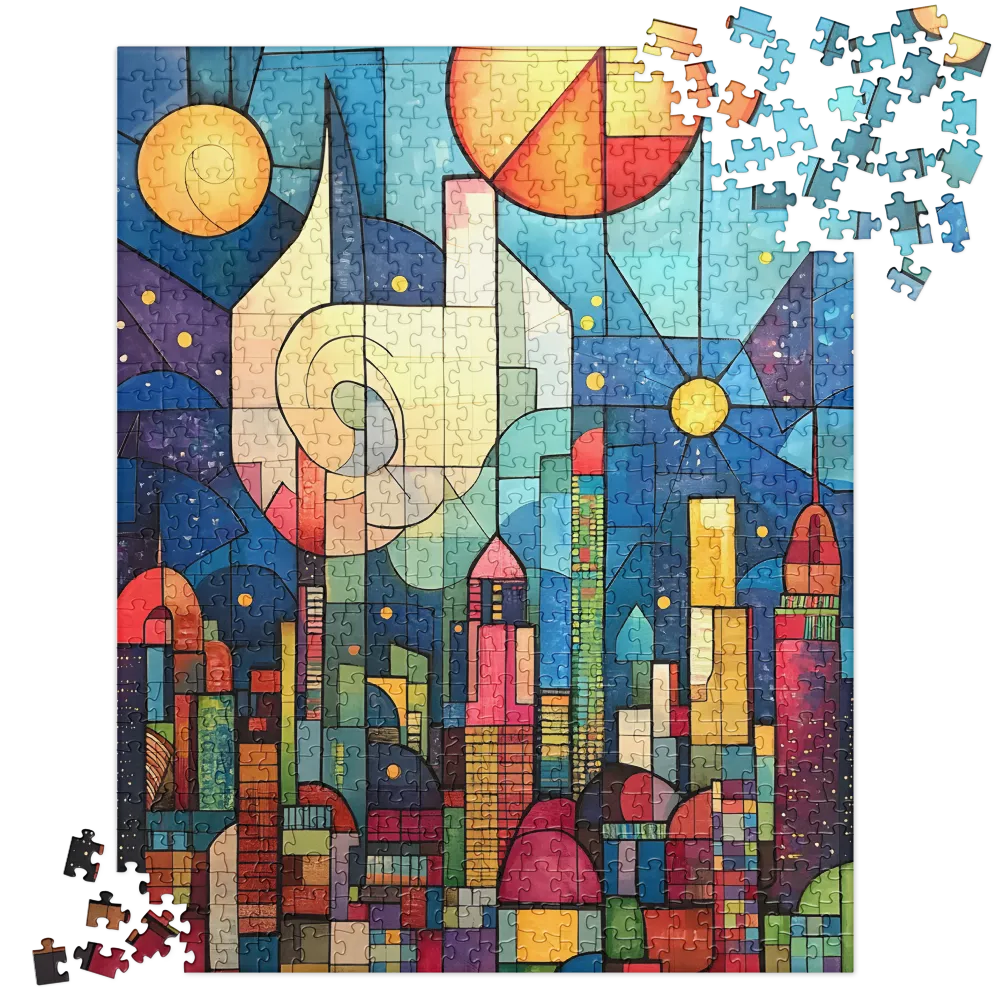 Geometric Harmony: A Vibrant Cityscape | Jigsaw Puzzle | 520 pieces