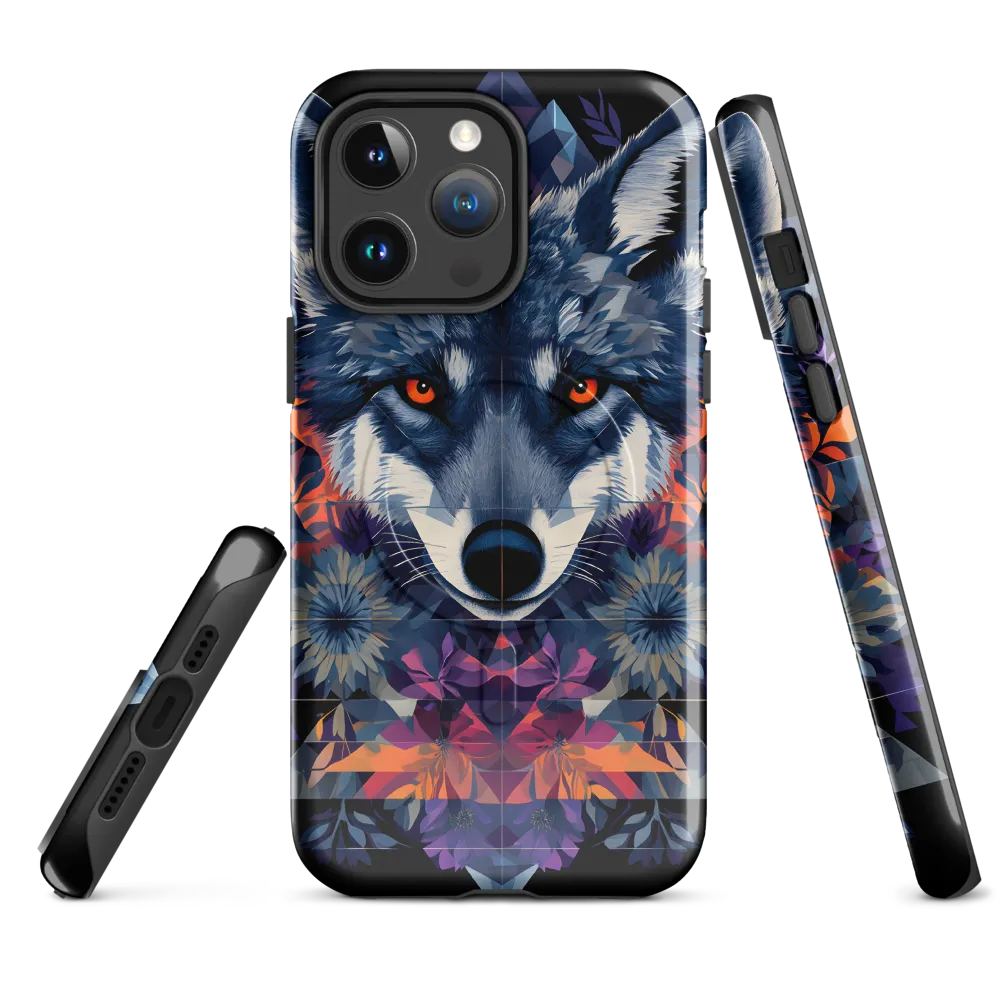 Mystical Wolf Amidst Floral Geometry