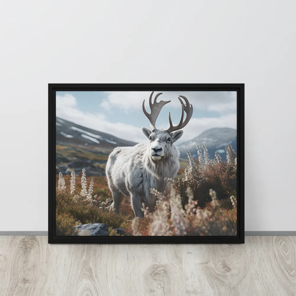 Majestic Harmony: The Reindeer in Nature | Canvas with Black Frame | 16″×20″