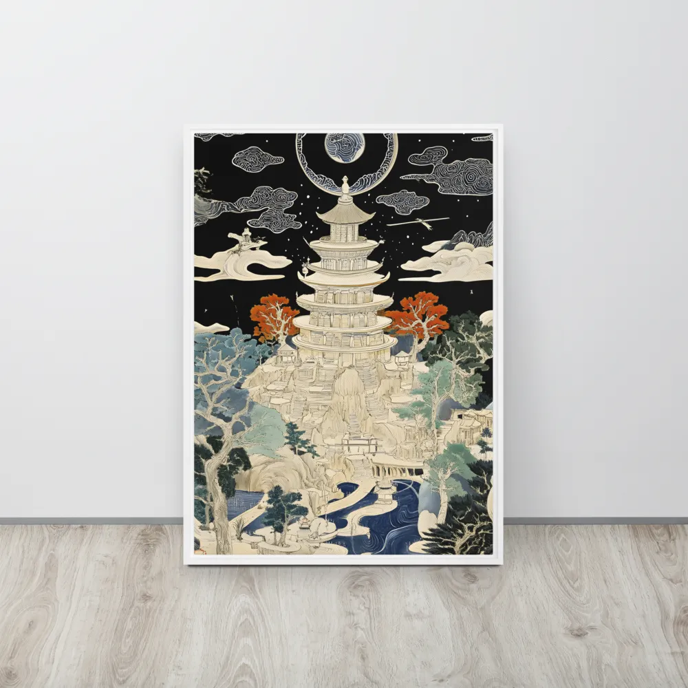 Whispers of the Pagoda | Canvas with White Frame | 20″×28″