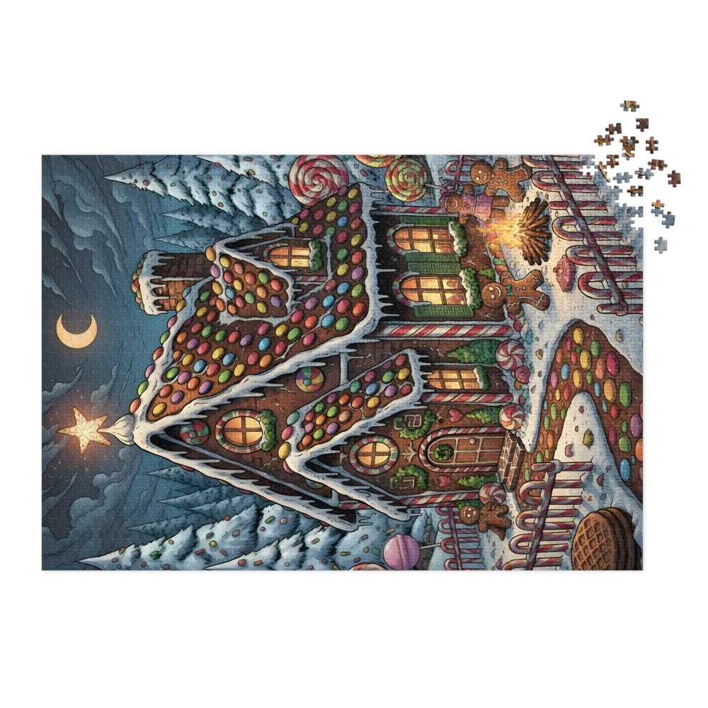 Whimsical Gingerbread Christmas 
 Jigsaw Puzzle in Tin Box