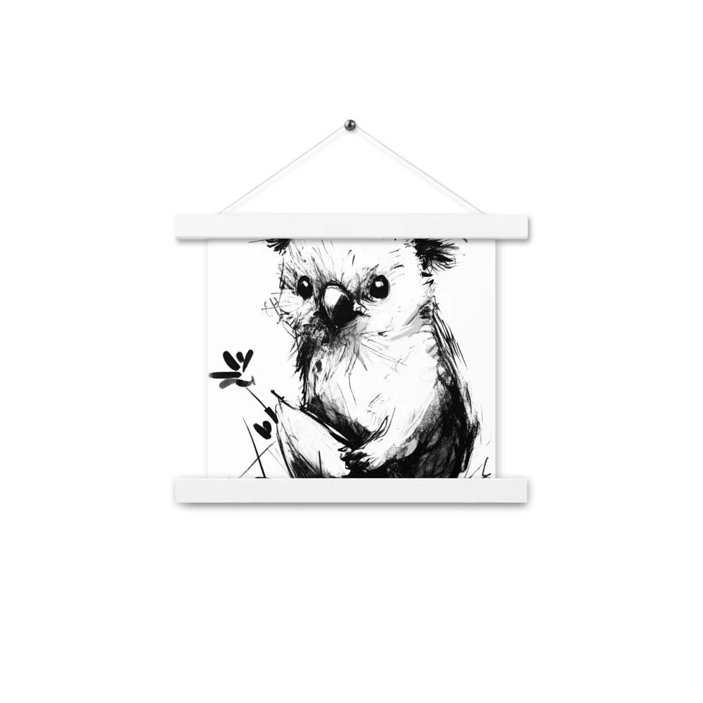Whimsical Koala in Ink | Poster With White Wood Hanger | 10″×10″