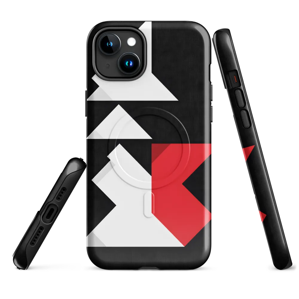 Geometric Symphony in Contrast | Phone Case |  15 Plus | MagSafe® Tough Case | Glossy