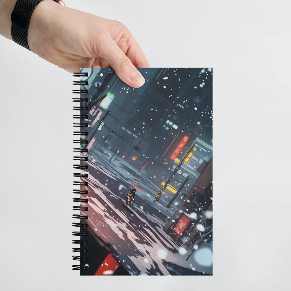 Solitude in the Neon Snow | Spiral Notebook