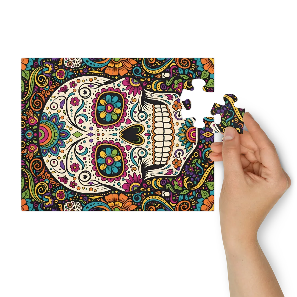 Floral Sugar Skull 
 Jigsaw Puzzle in Tin Box