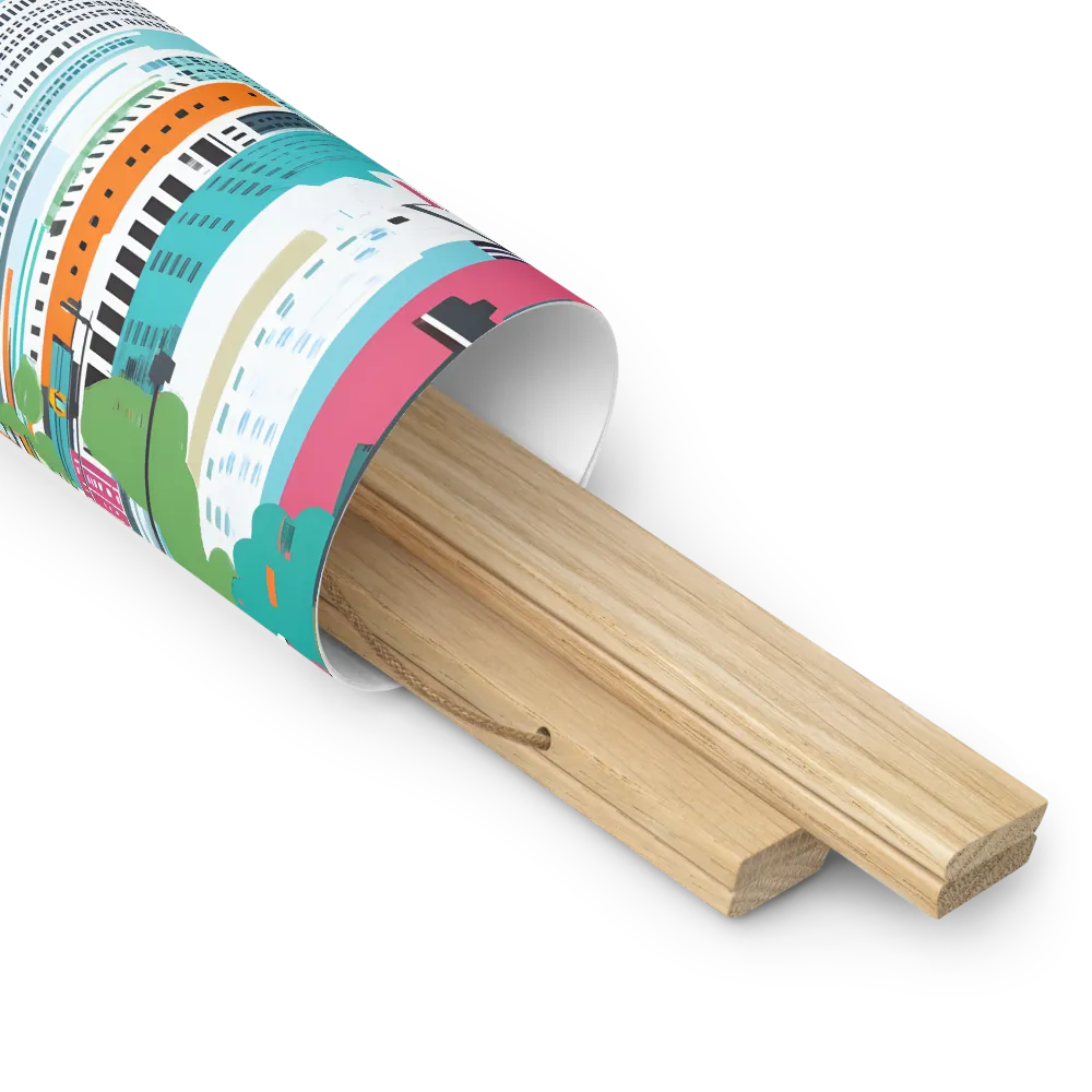 Urban Symphony: A Modern Cityscape | Poster With Oak Wood Hanger | 10″×10″