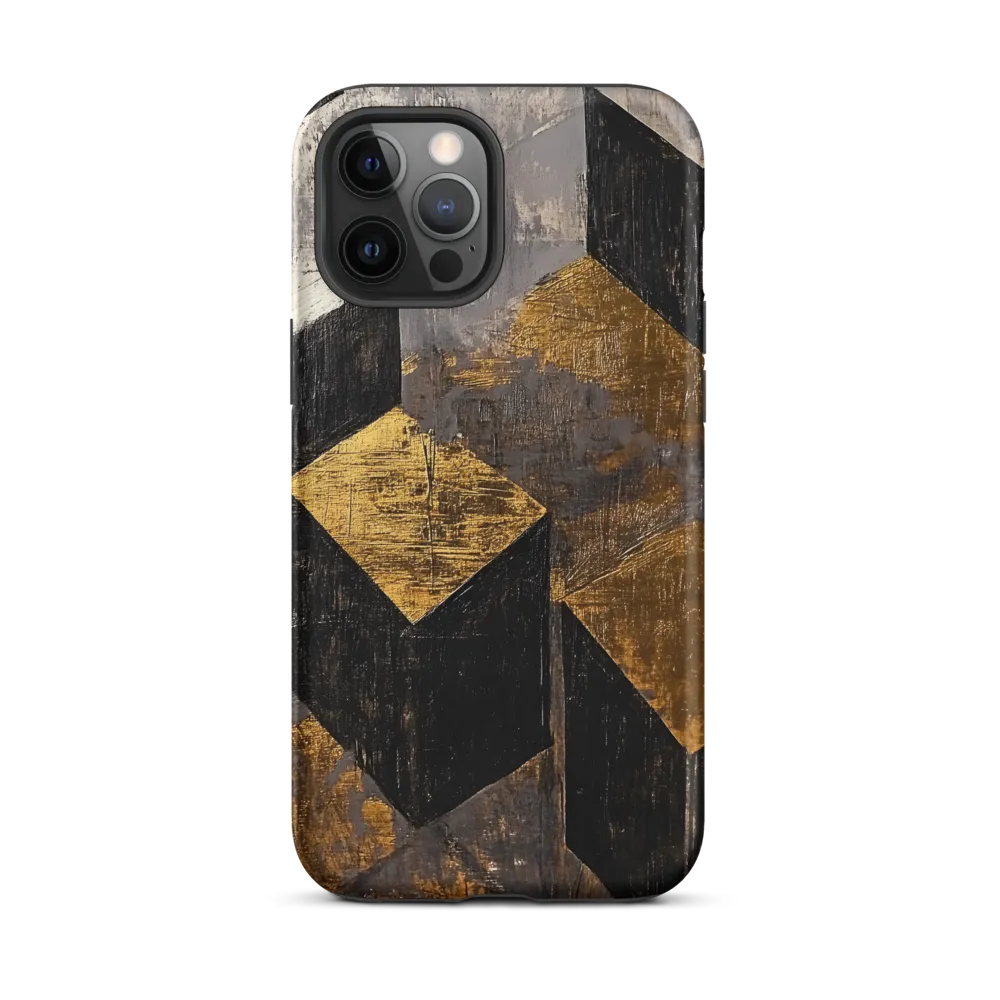 Geometric Harmony in Gold and Black | Phone Case |  12 Pro Max | Tough Case | Matte