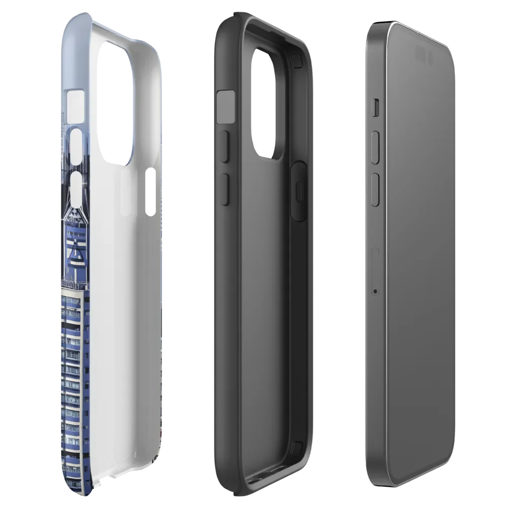 Urban Symphony: A Cityscape in Blues and Grays | Phone Case |  14 Pro Max | Tough Case | Matte