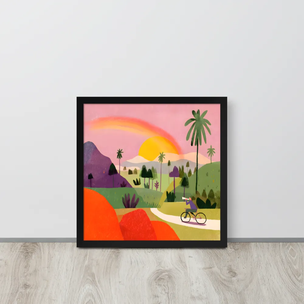 Sunlit Bicycle Ride 
 Poster with Black Frame | 16″x 16″