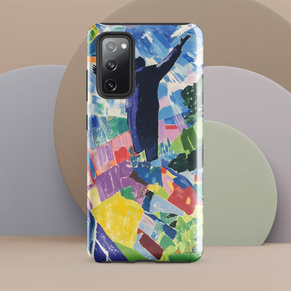 Elysium: A Soaring Figure Amidst Colorful Landscapes | Phone Case |  S20 FE | Tough Case | Glossy