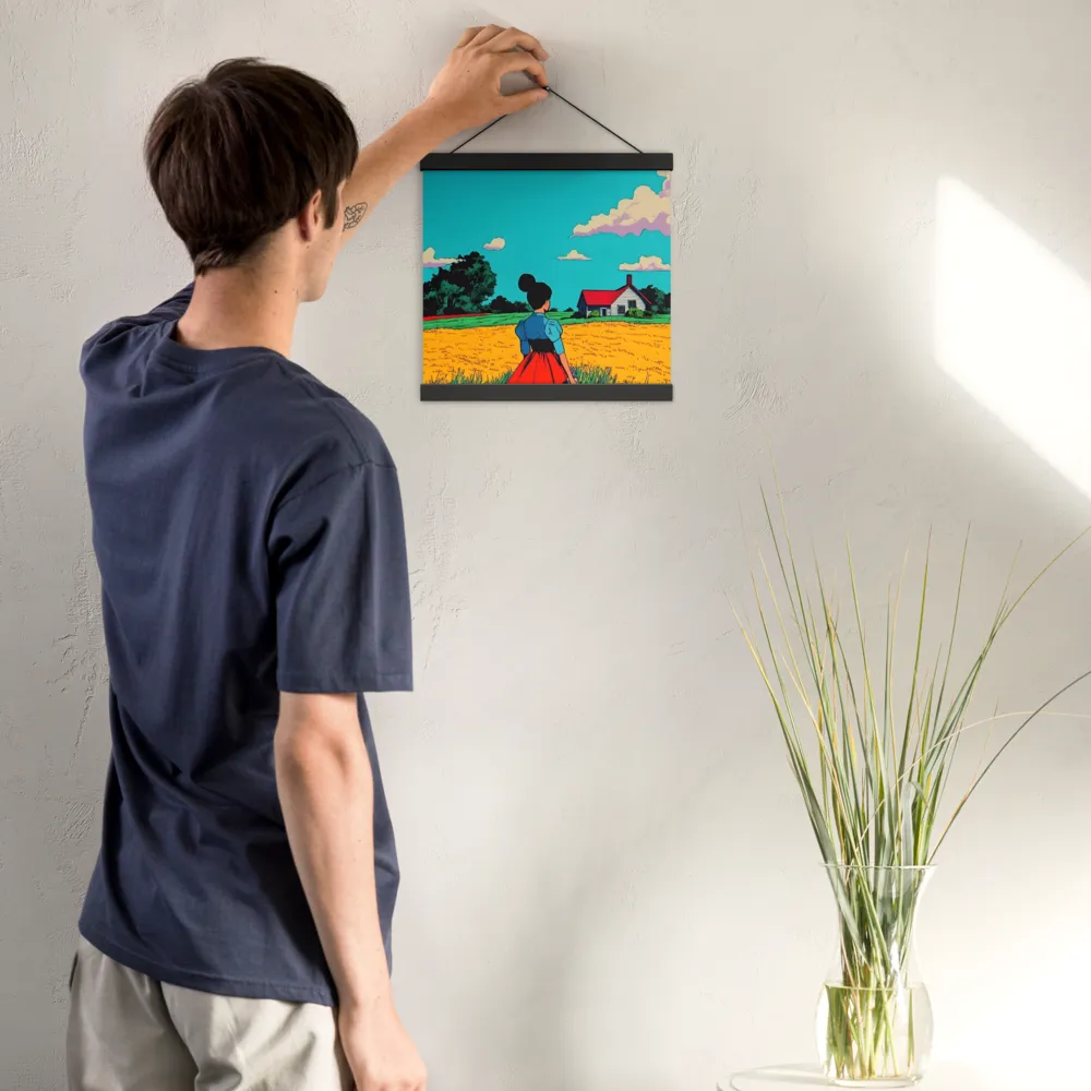 Whispers of a Sunlit Meadow | Poster With Black Wood Hanger | 12″×12″