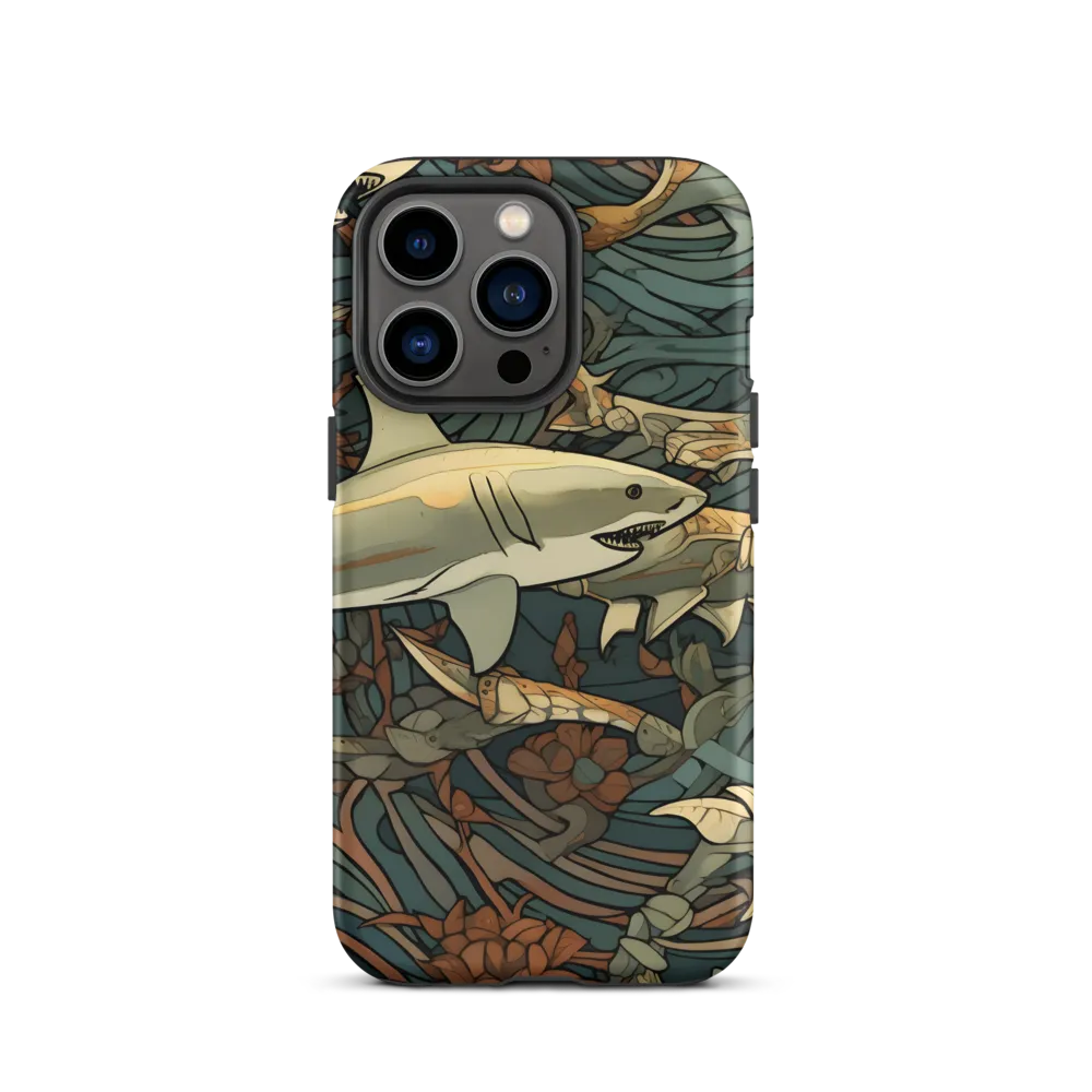 Dynamic Harmony of Sharks and Flora | Phone Case |  13 Pro | Tough Case | Matte