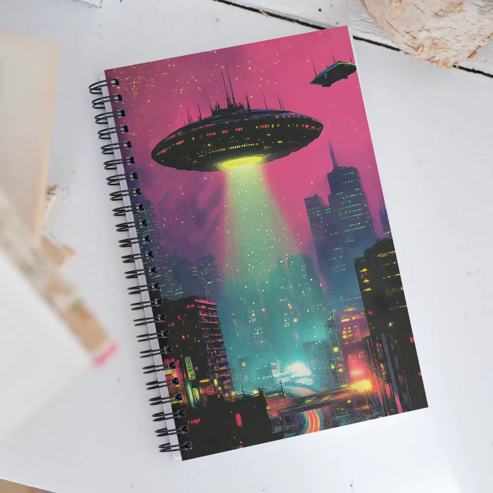 Encounter Above Neon Heights | Spiral Notebook