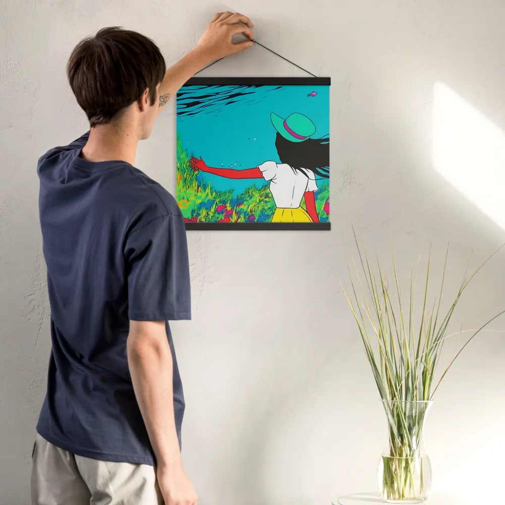 Whimsical Encounter | Poster With Black Wood Hanger | 16″×16″