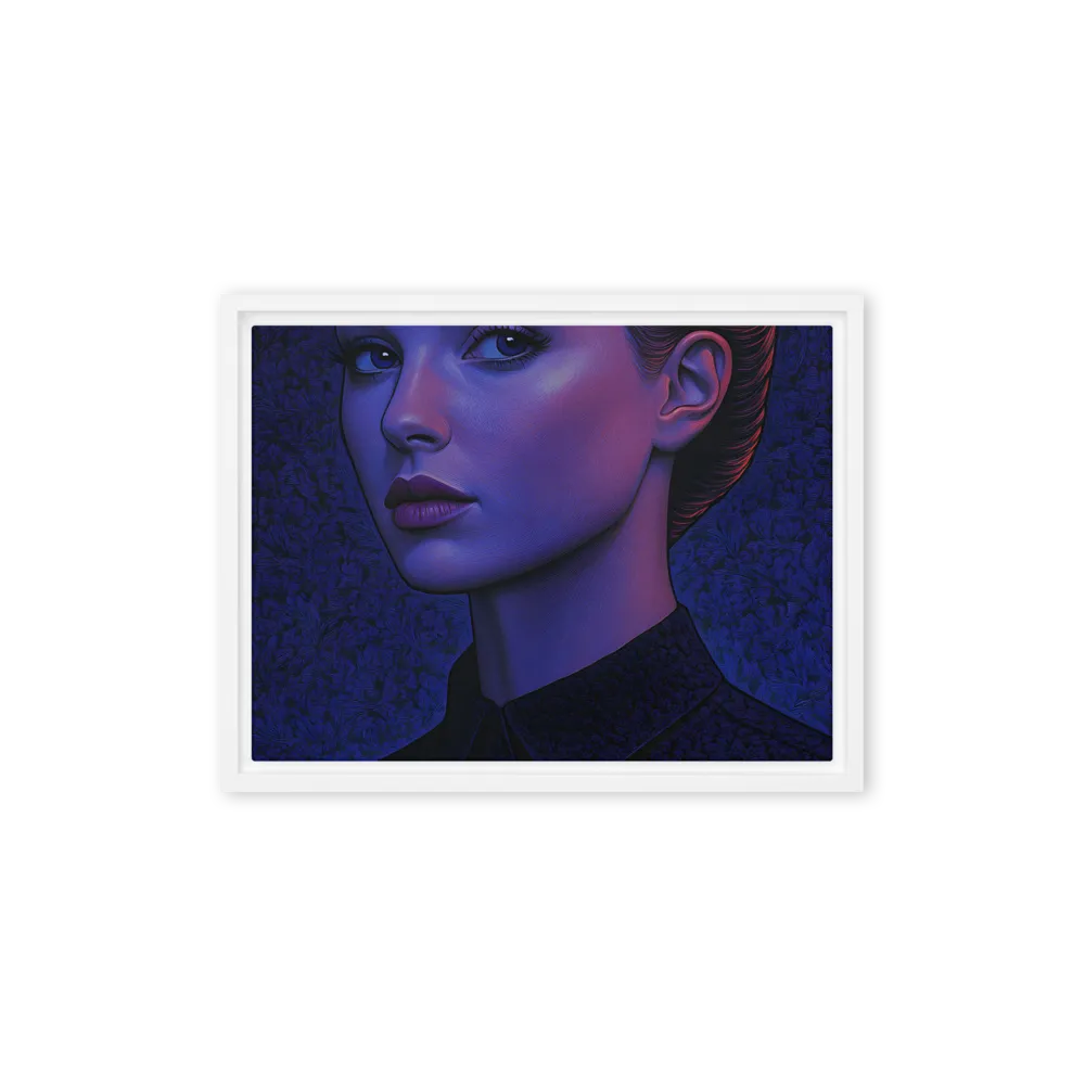 Ethereal Portrait in Blue and Red | Canvas with White Frame | 12″×16″