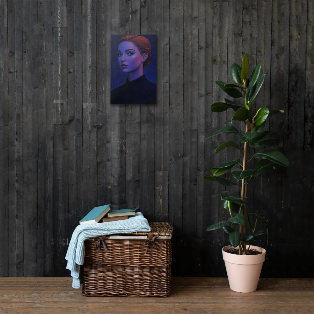 Ethereal Portrait in Blue and Red | Thin Canvas | 12″×18″