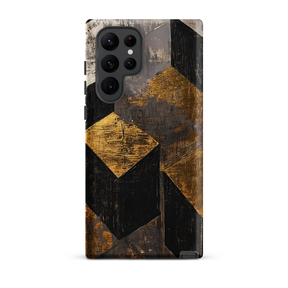 Geometric Harmony in Gold and Black | Phone Case |  S22 Ultra | Tough Case | Matte