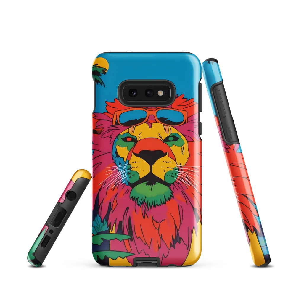 Lion with Sunglasses: A Vibrant Tropical Portrait