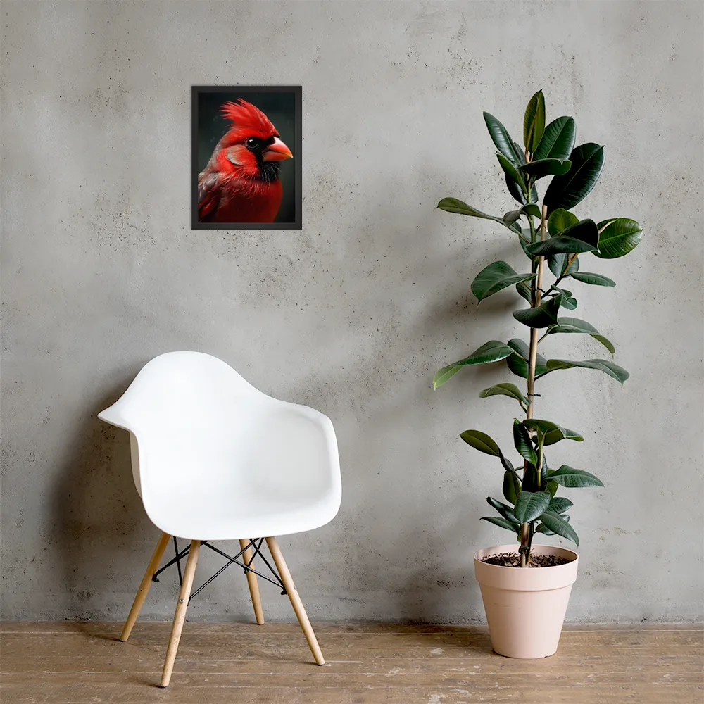 The Bold Cardinal | Poster with Black Frame | 12″×16″