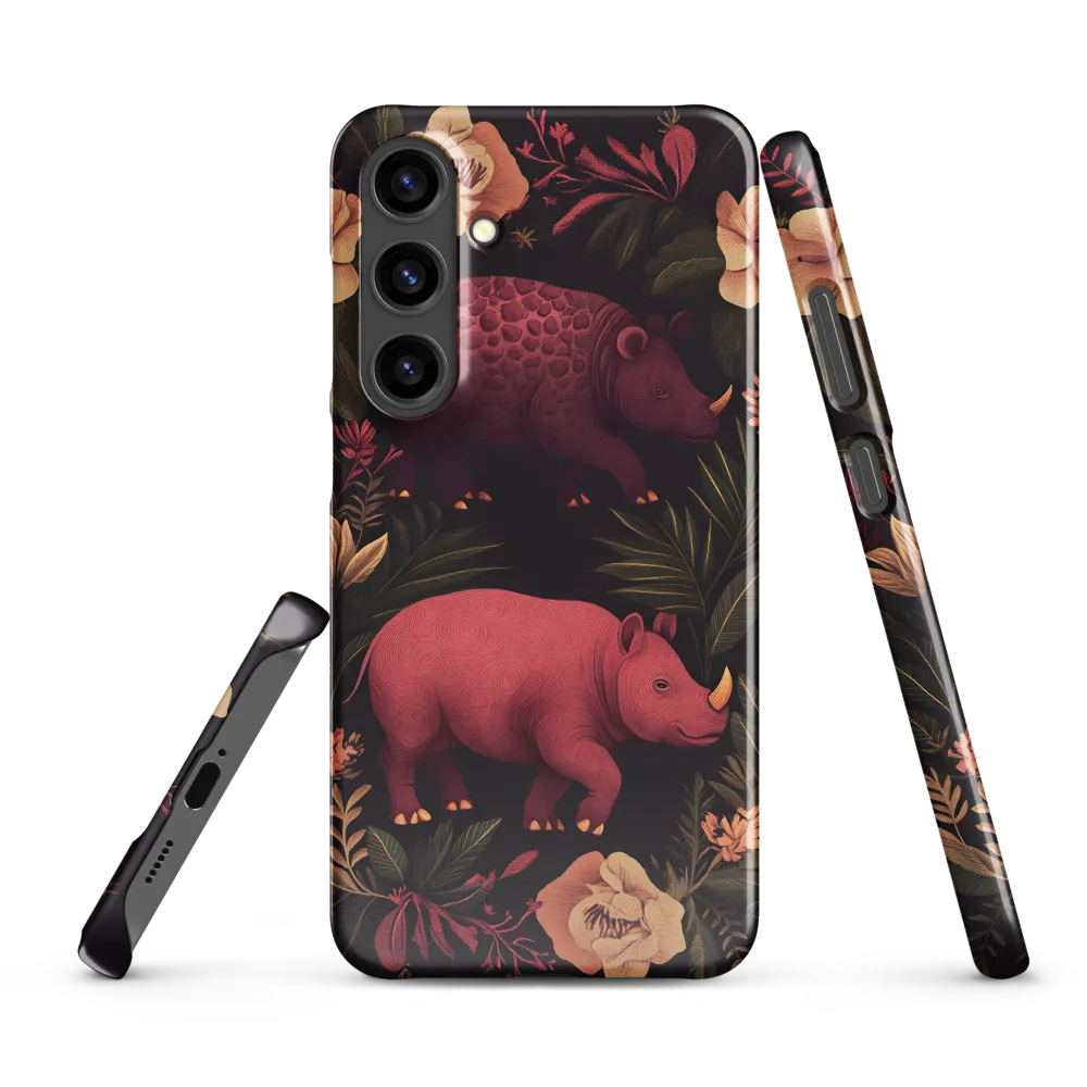 Rhinos in Floral Embrace